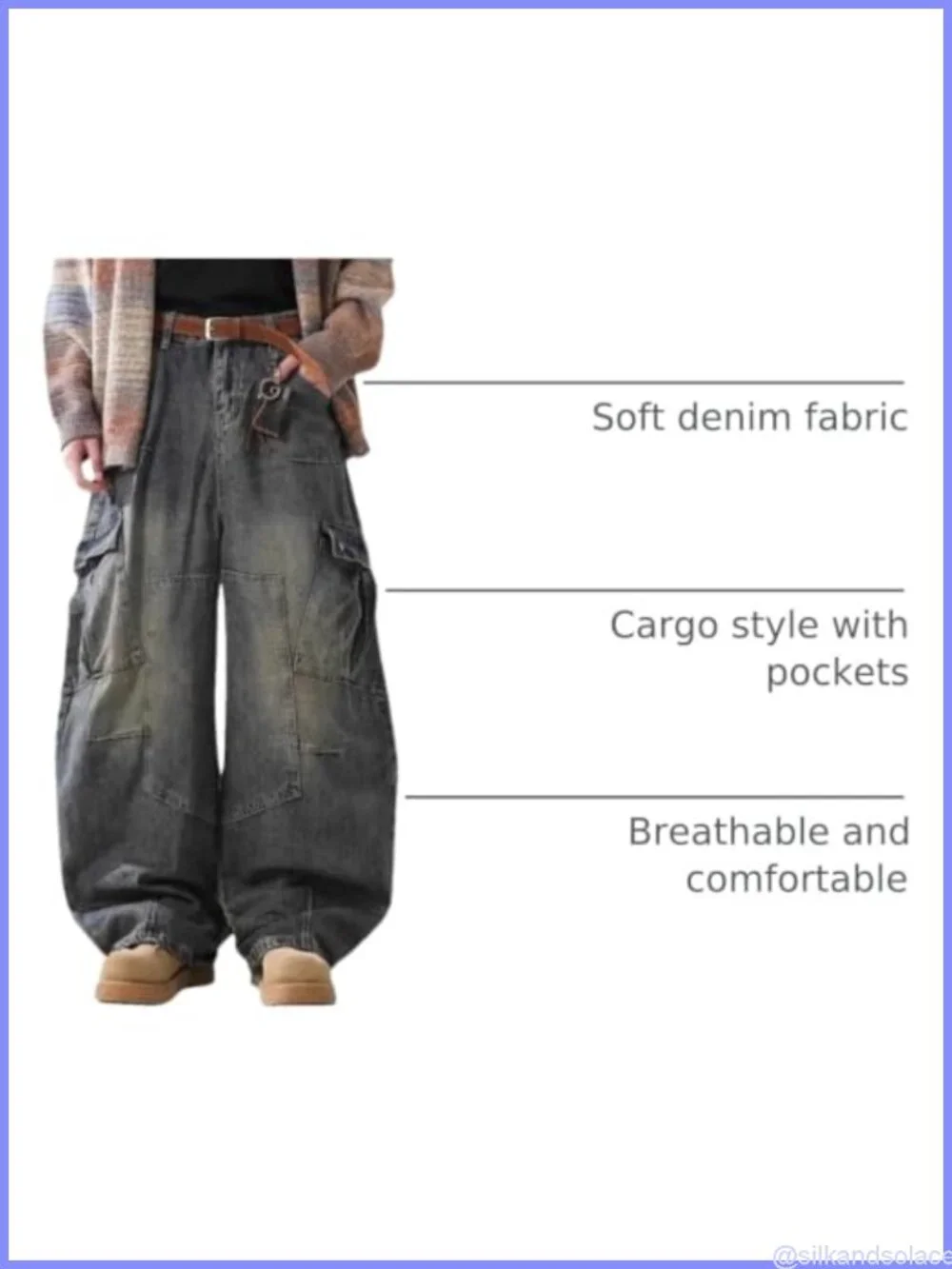 Baggy Cargo Wide Leg Denim Jeans Men Barrel Oversized Street Style